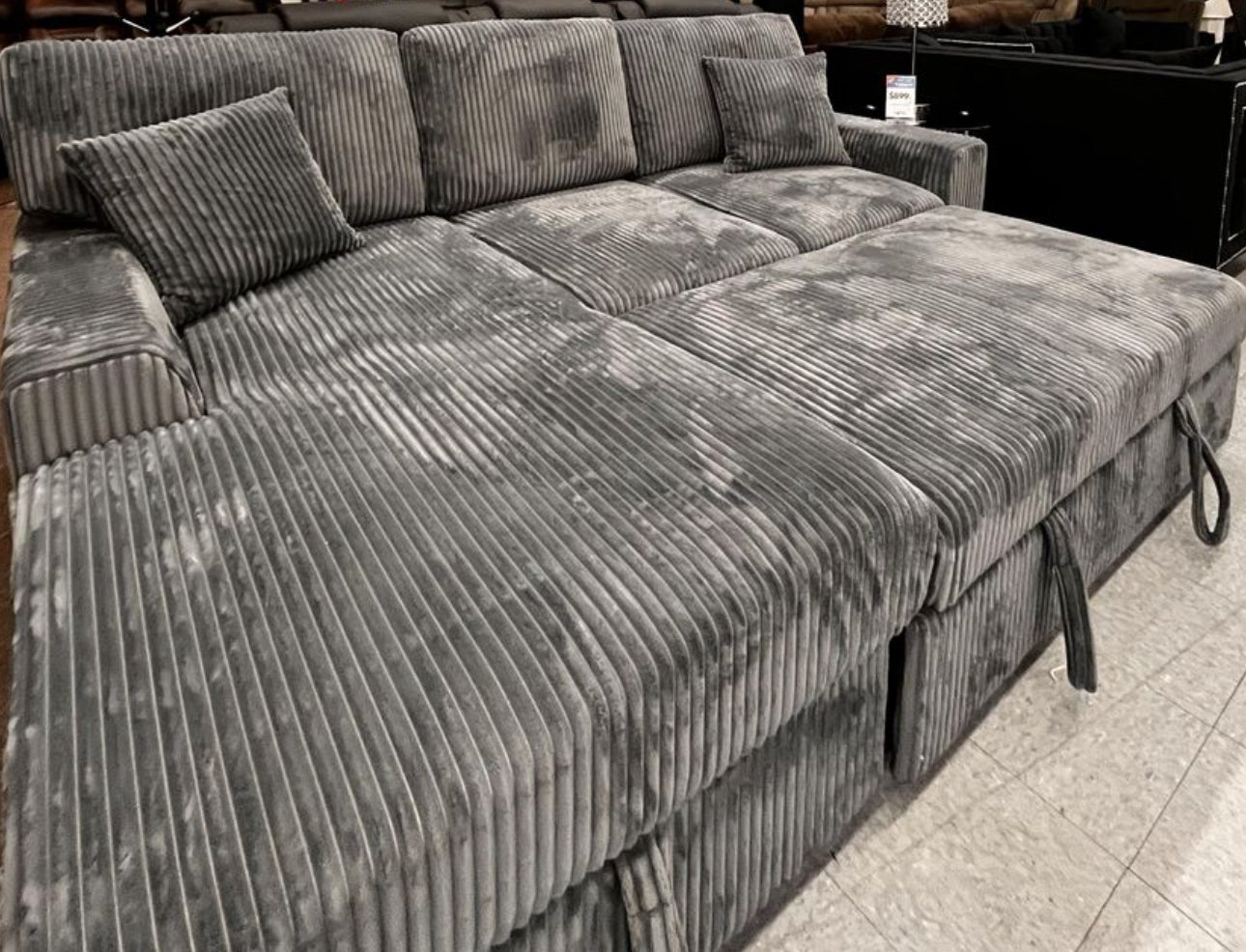 Gray Sectional with Pullout