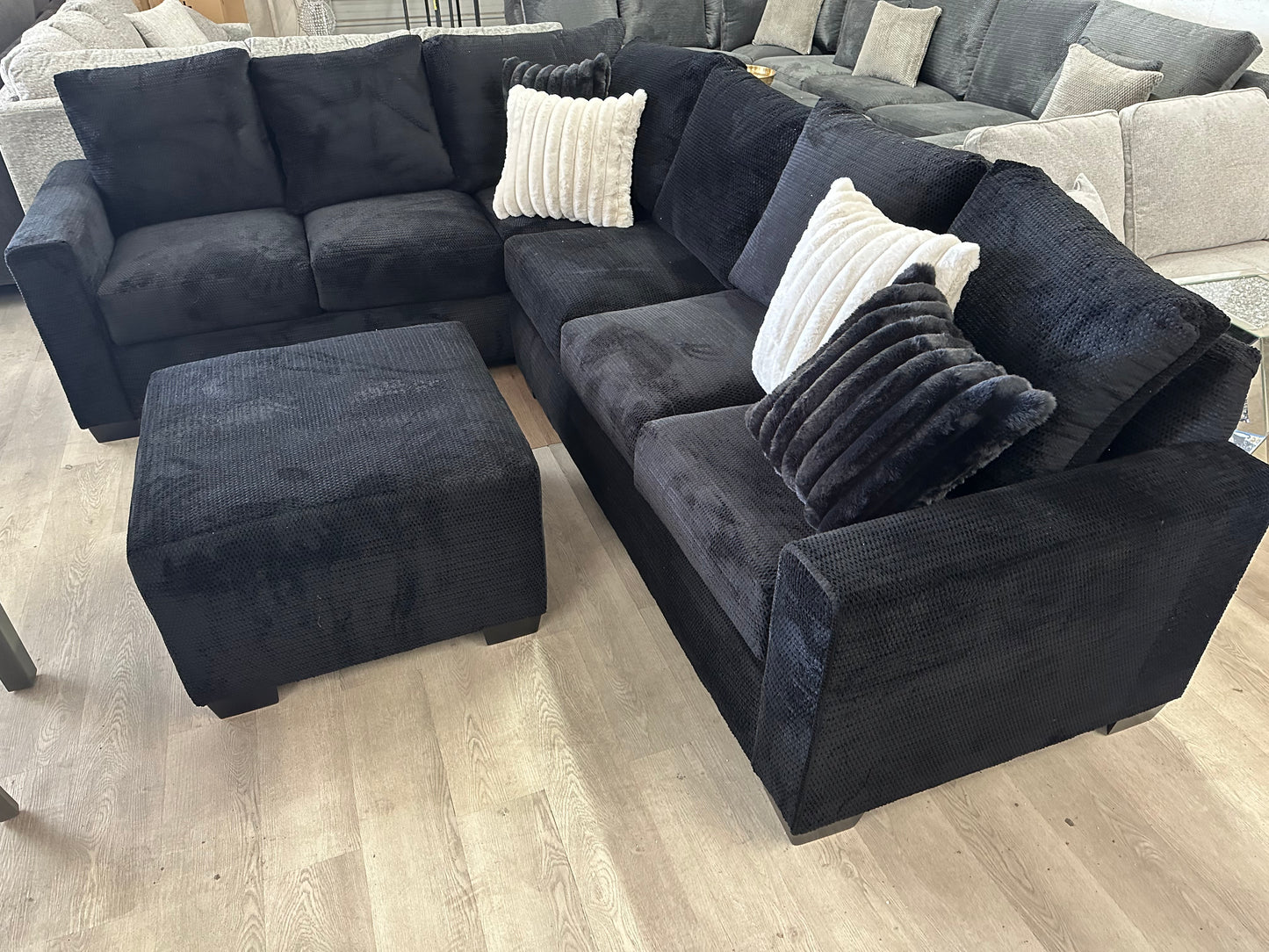 Custom Built Black Sectional