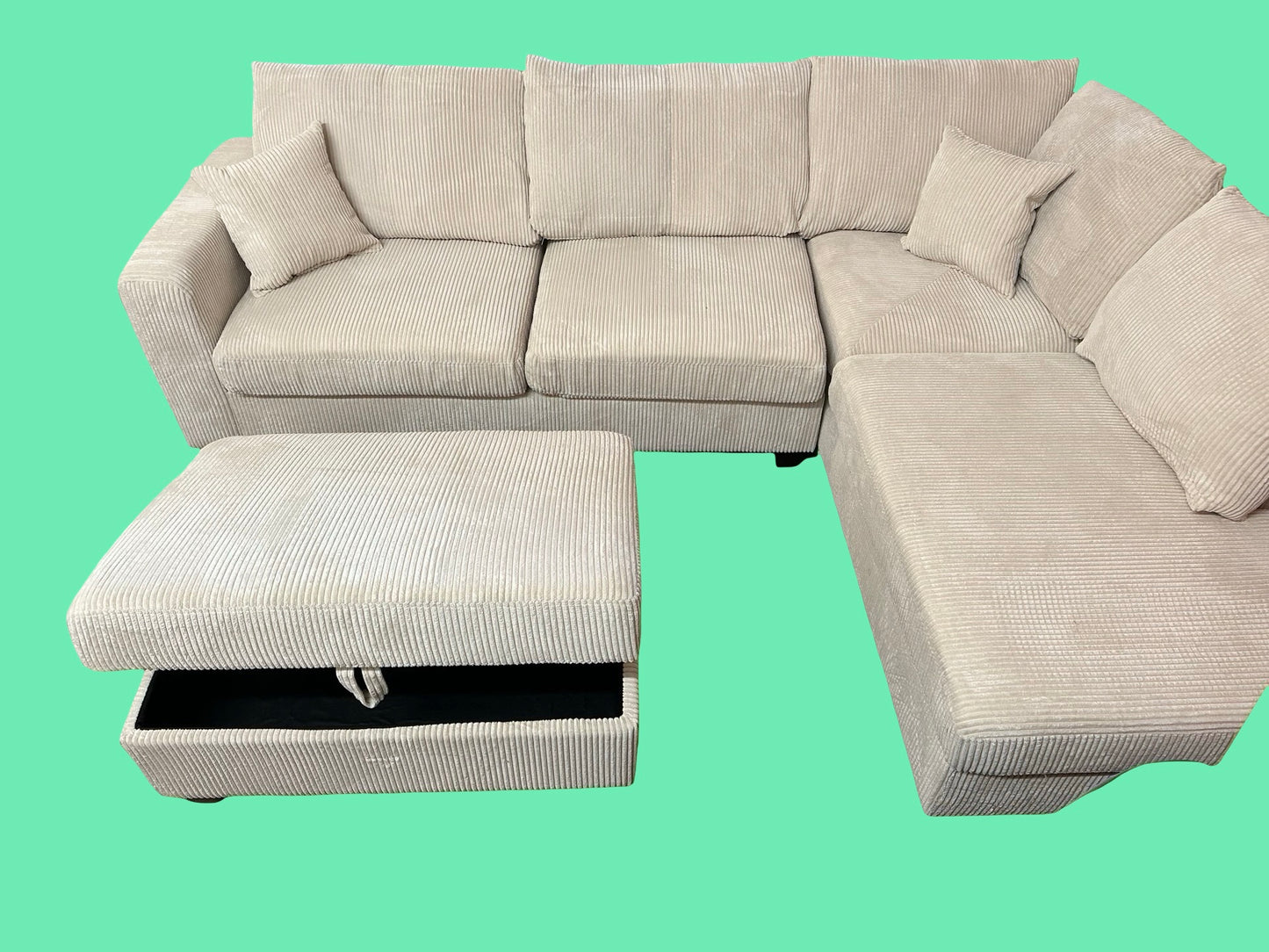 Sectional with storage ottoman
