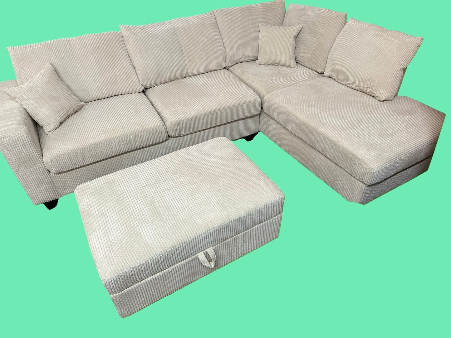 Sectional with storage ottoman