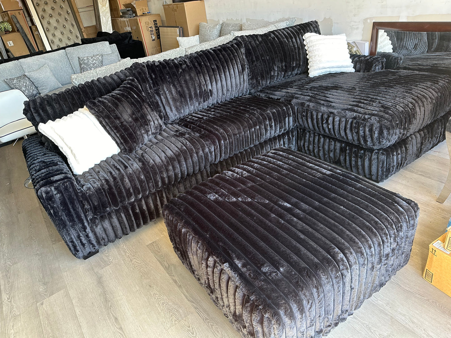 Black Deep Seated Sectional