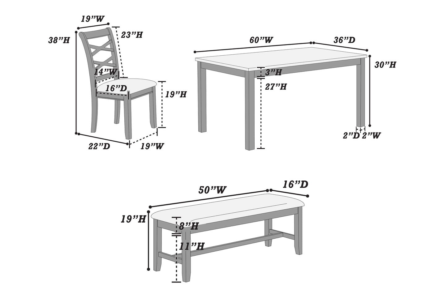 Gray 6 PC dining set