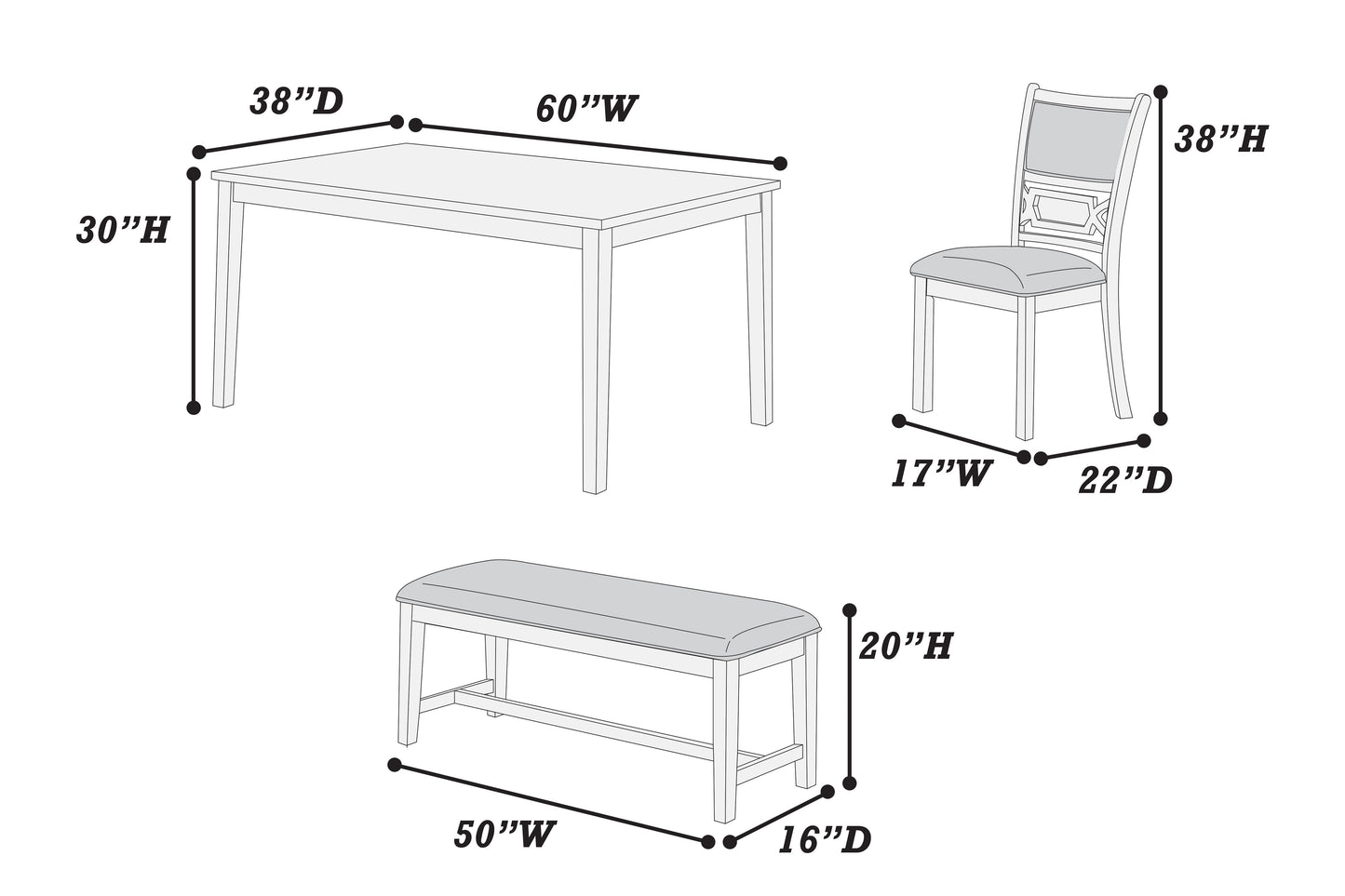 Gray 6 PC dining set