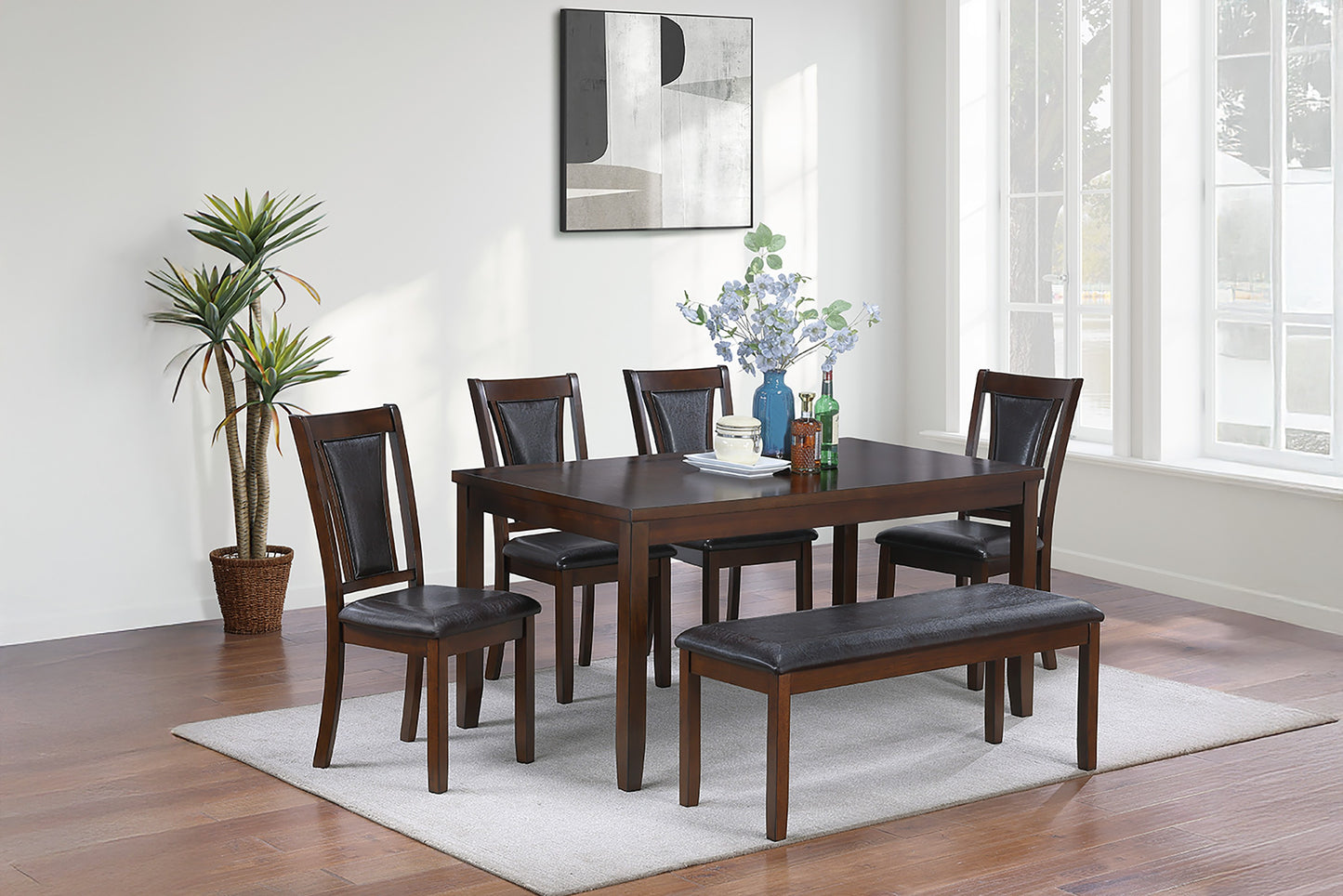 Walnut/Black 6 PC dining set