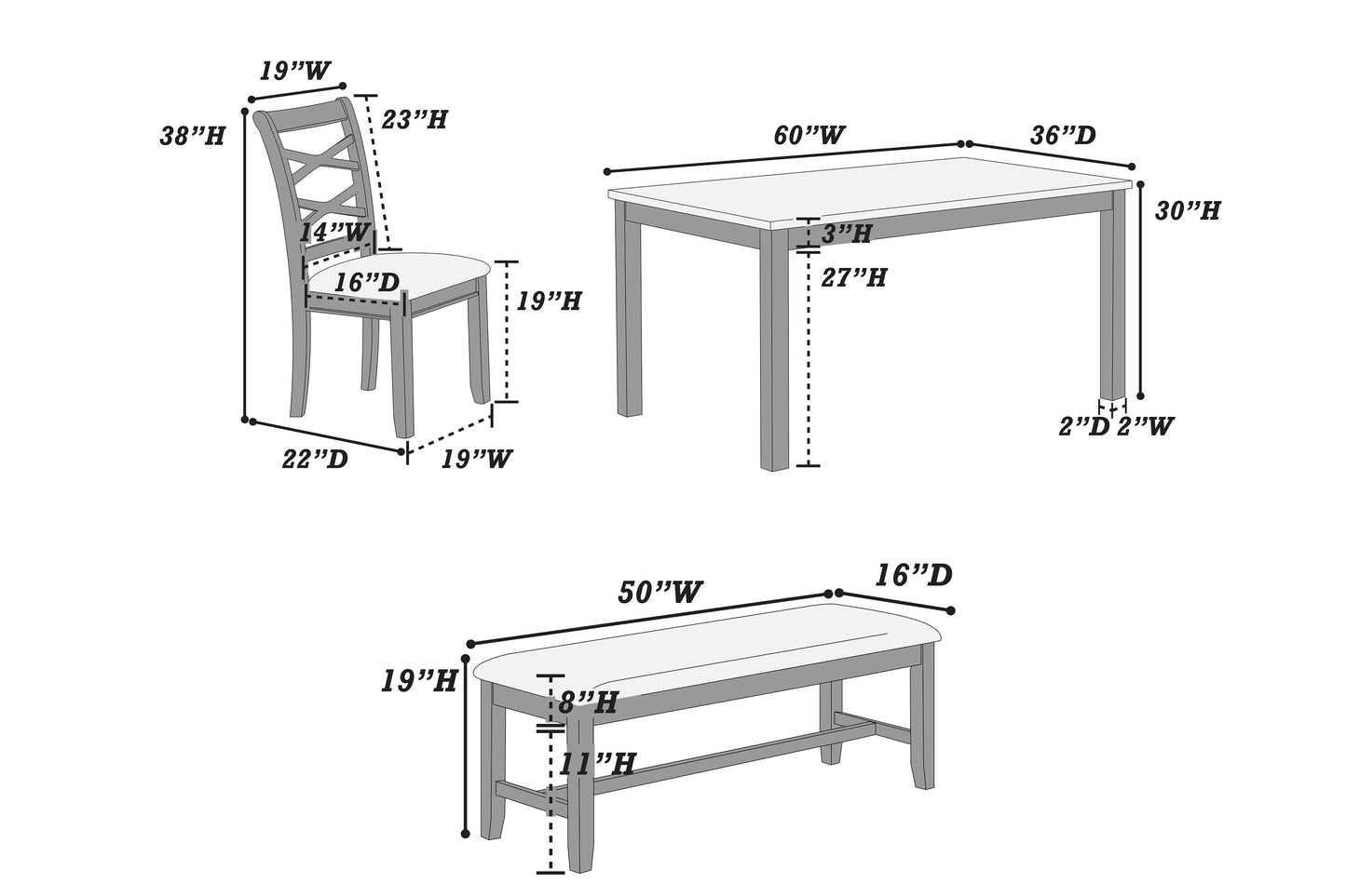 6 PC dining set