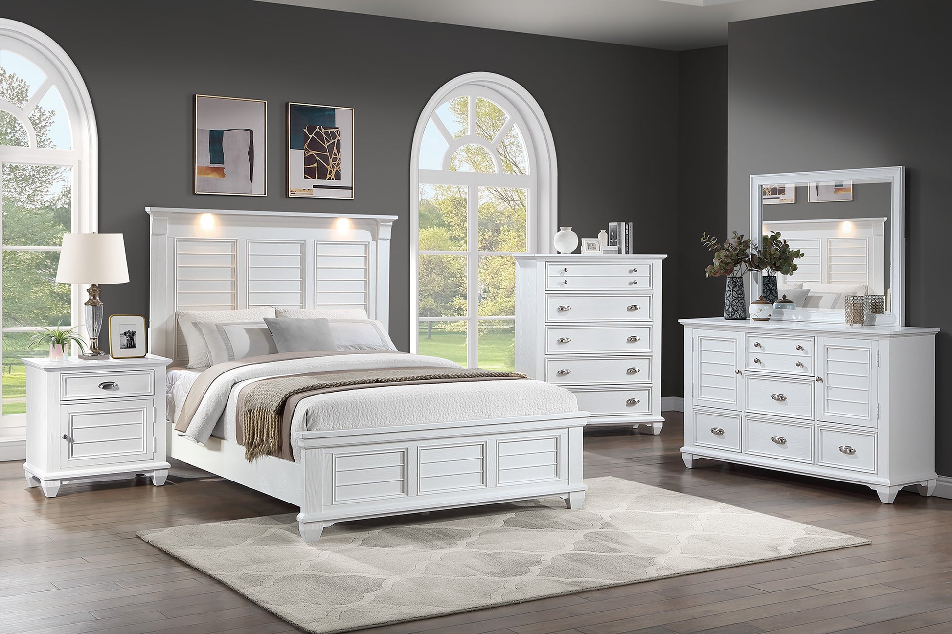 White Bedframe, Dresser, Chest, Nightstand options