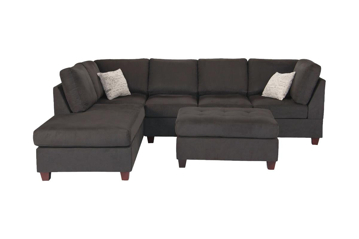 Microfiber 3-Piece Sectional Set W/ Ottoman