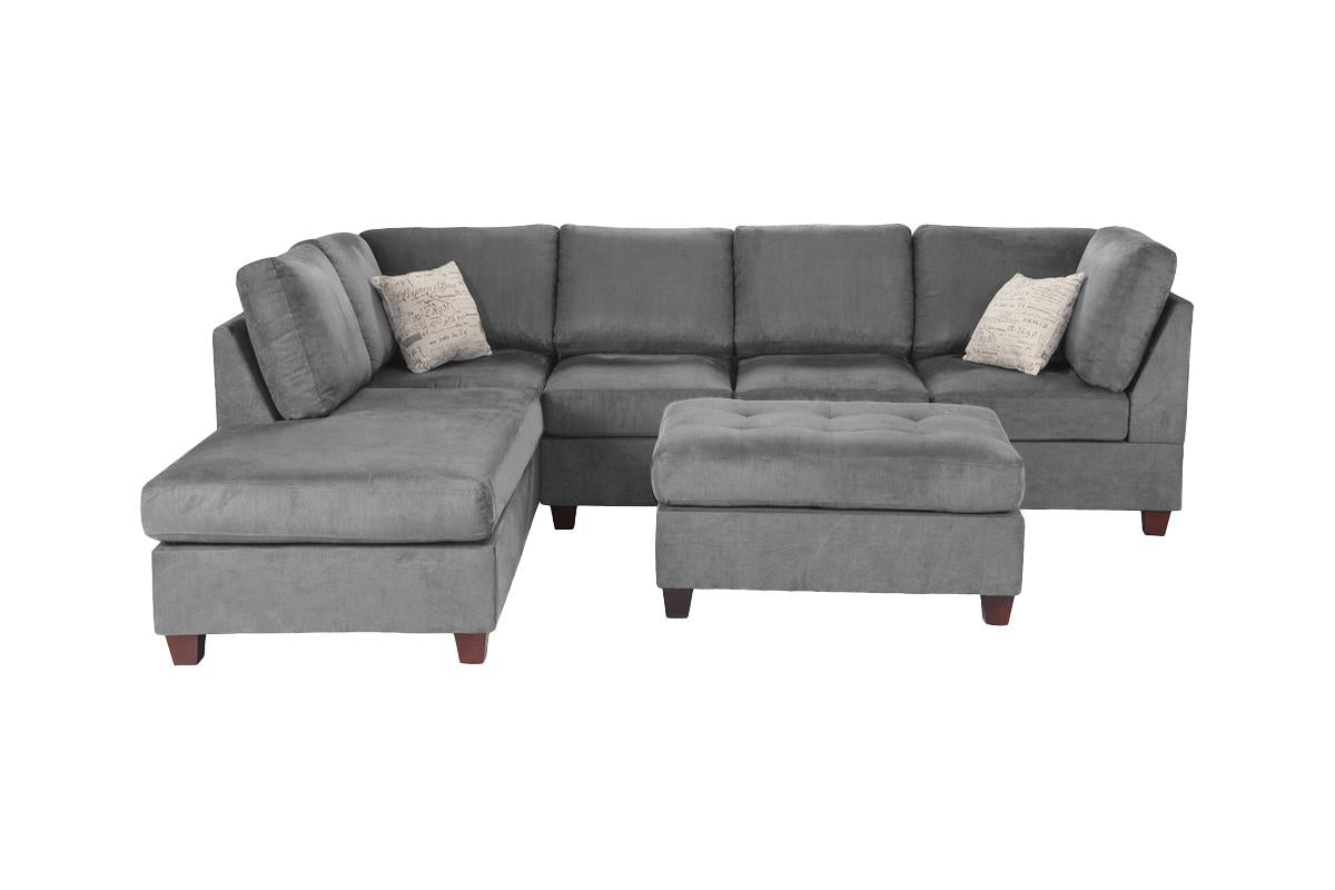 Microfiber 3-Piece Sectional Set W/ Ottoman