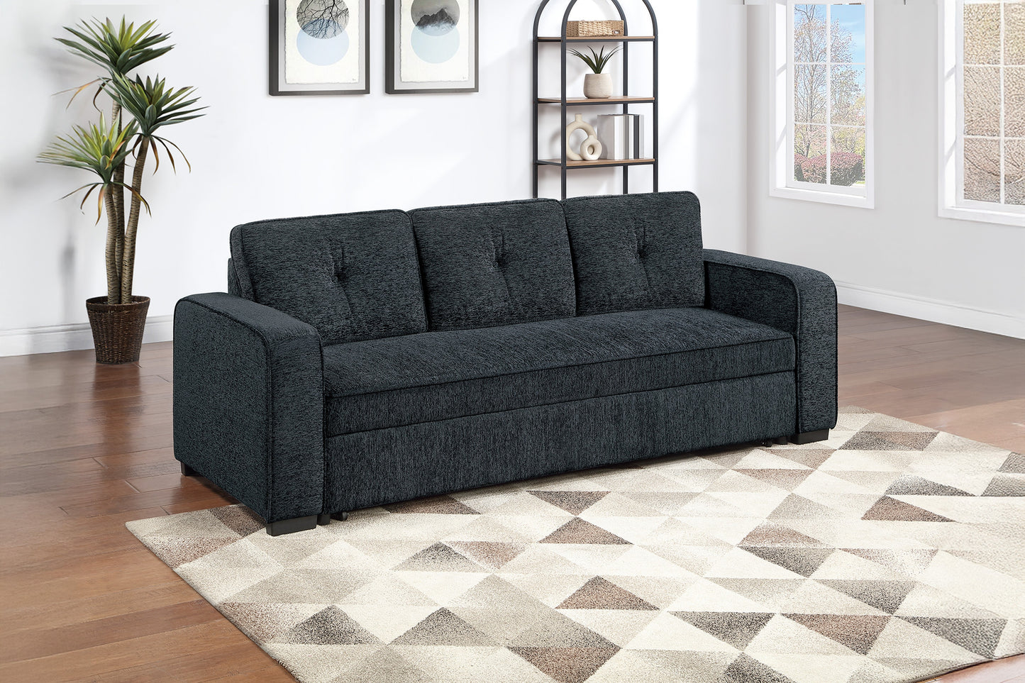 Chenille Covertible Sofa
