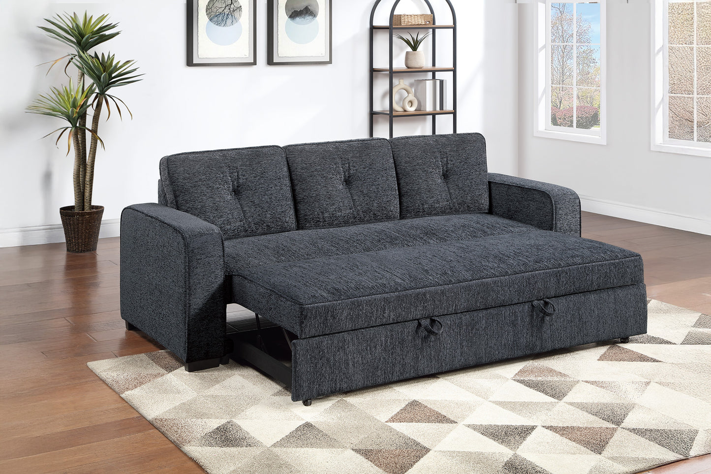 Chenille Covertible Sofa