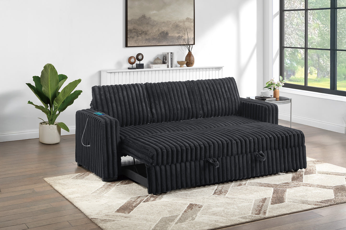 Fur-Like Jumbo Corduroy Covertible Sofa
