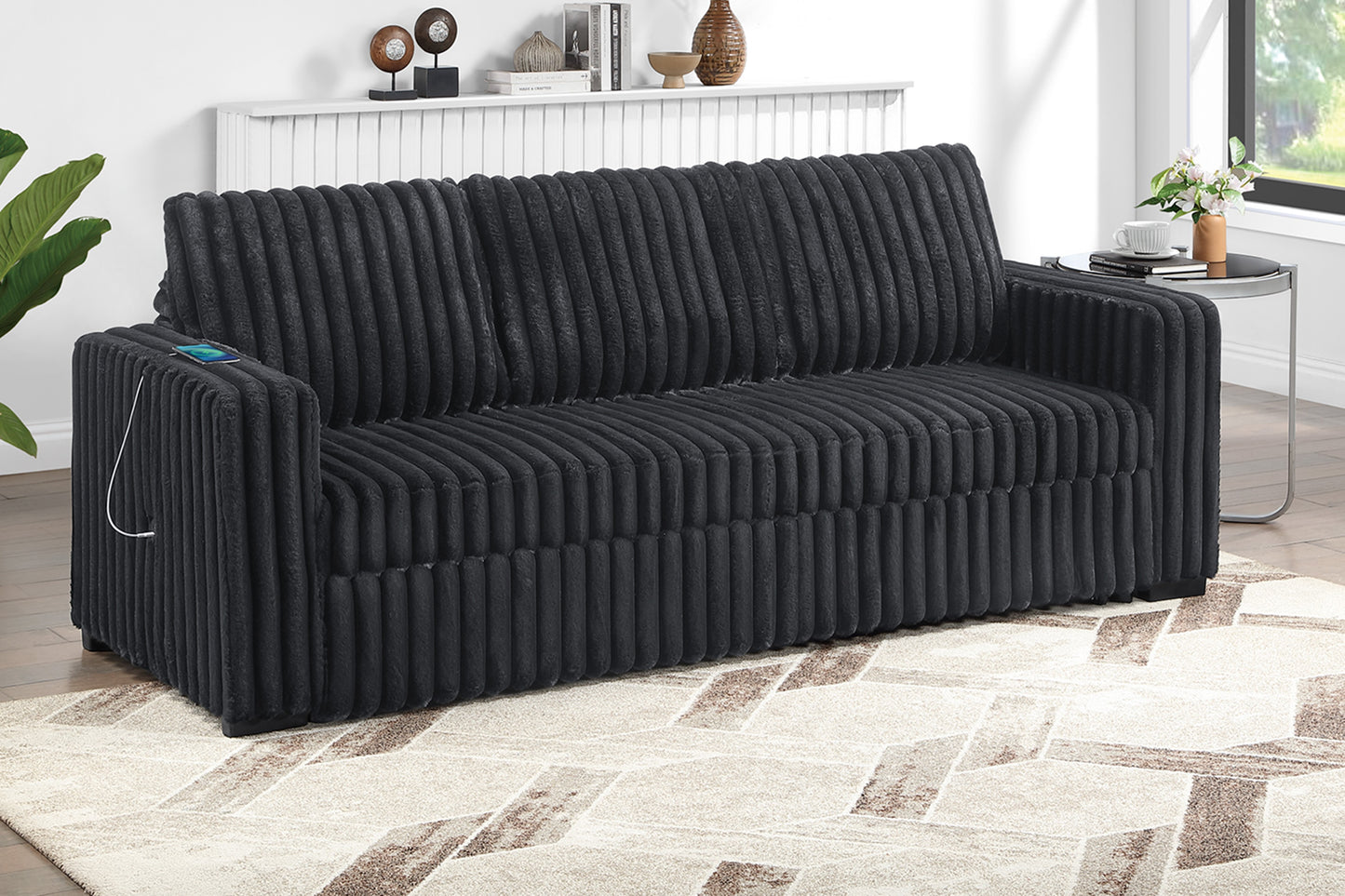 Fur-Like Jumbo Corduroy Covertible Sofa