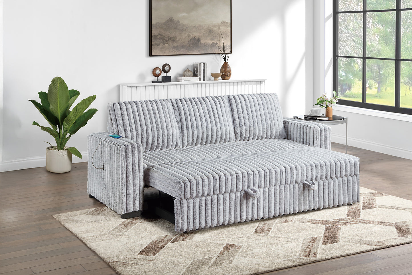 Fur-Like Jumbo Corduroy Covertible Sofa