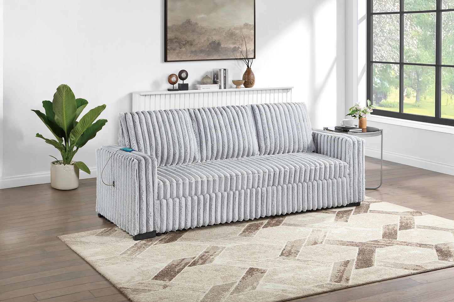 Fur-Like Jumbo Corduroy Covertible Sofa
