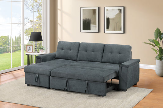 Tweeed-Like Velvet Covertible Sectional