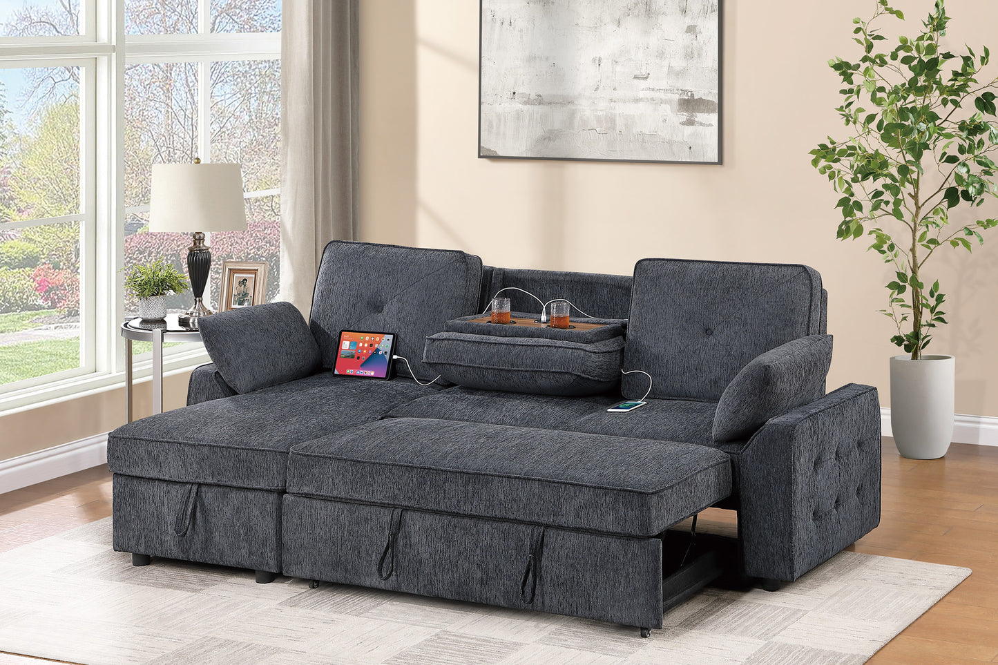 Chenille Covertible Sectional