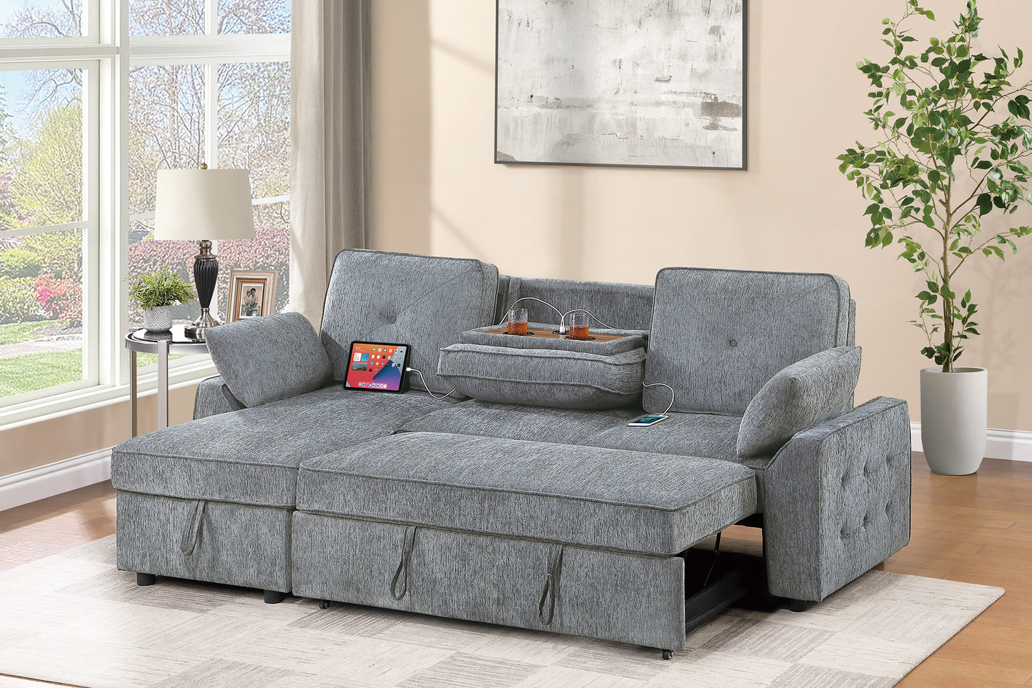 Chenille Covertible Sectional