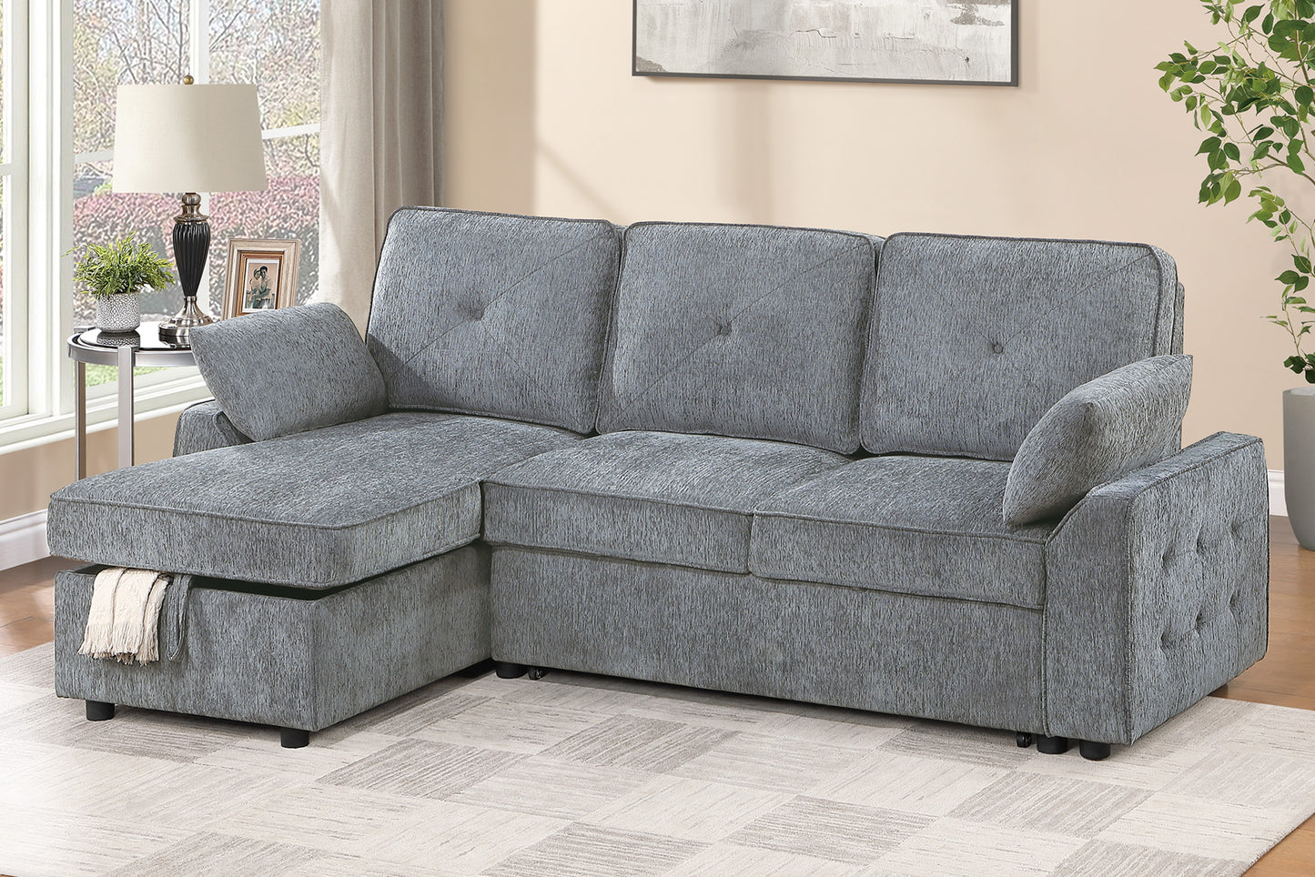 Chenille Covertible Sectional