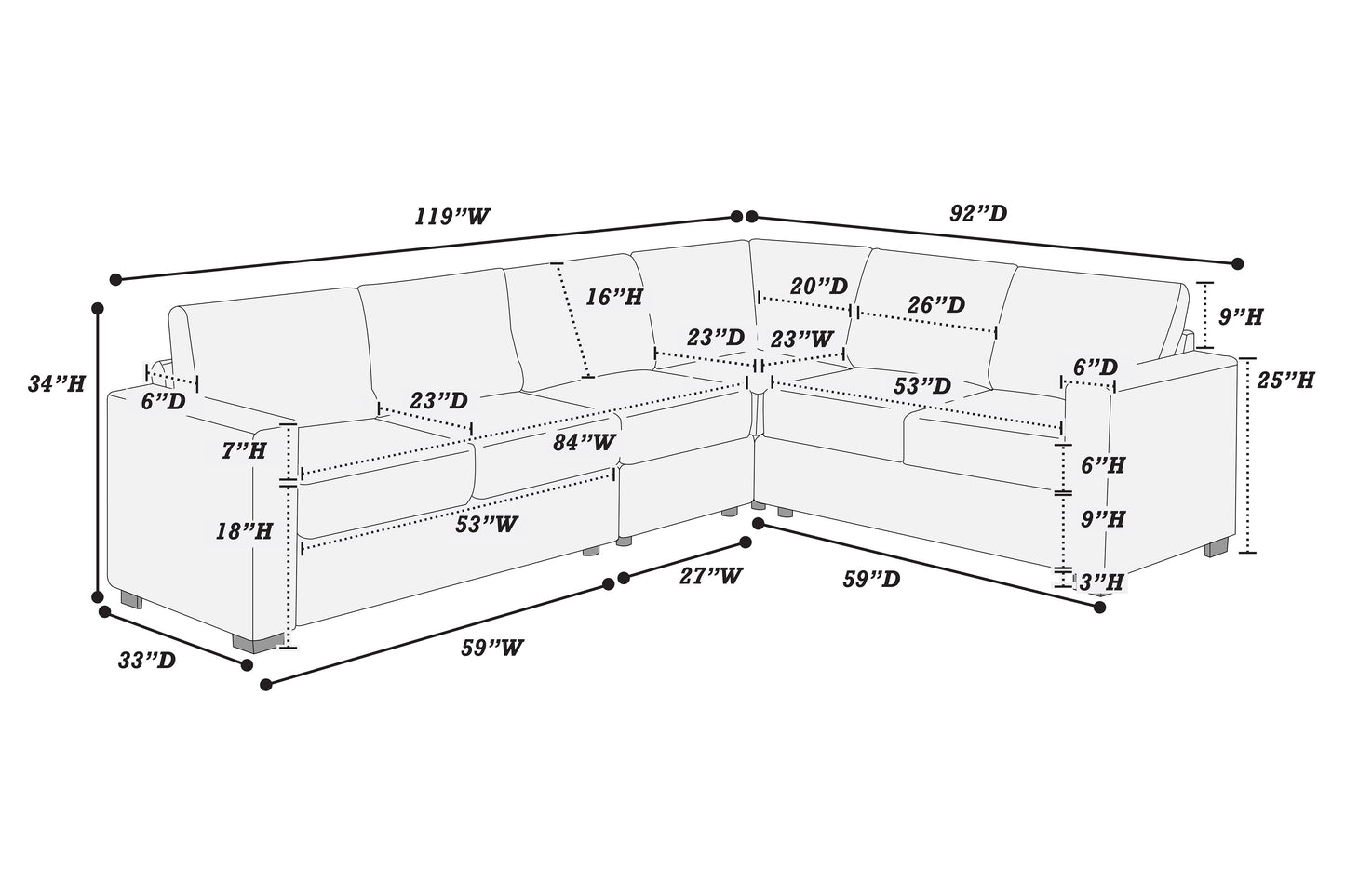 L Shape Corduroy Sectional