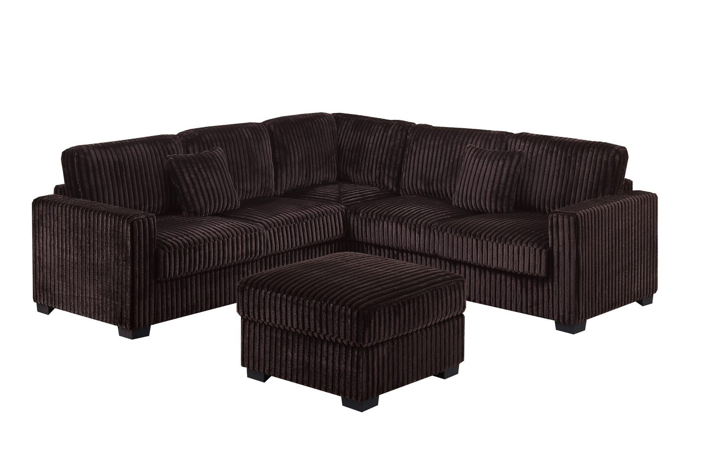 Corduroy Sectional with Ottoman