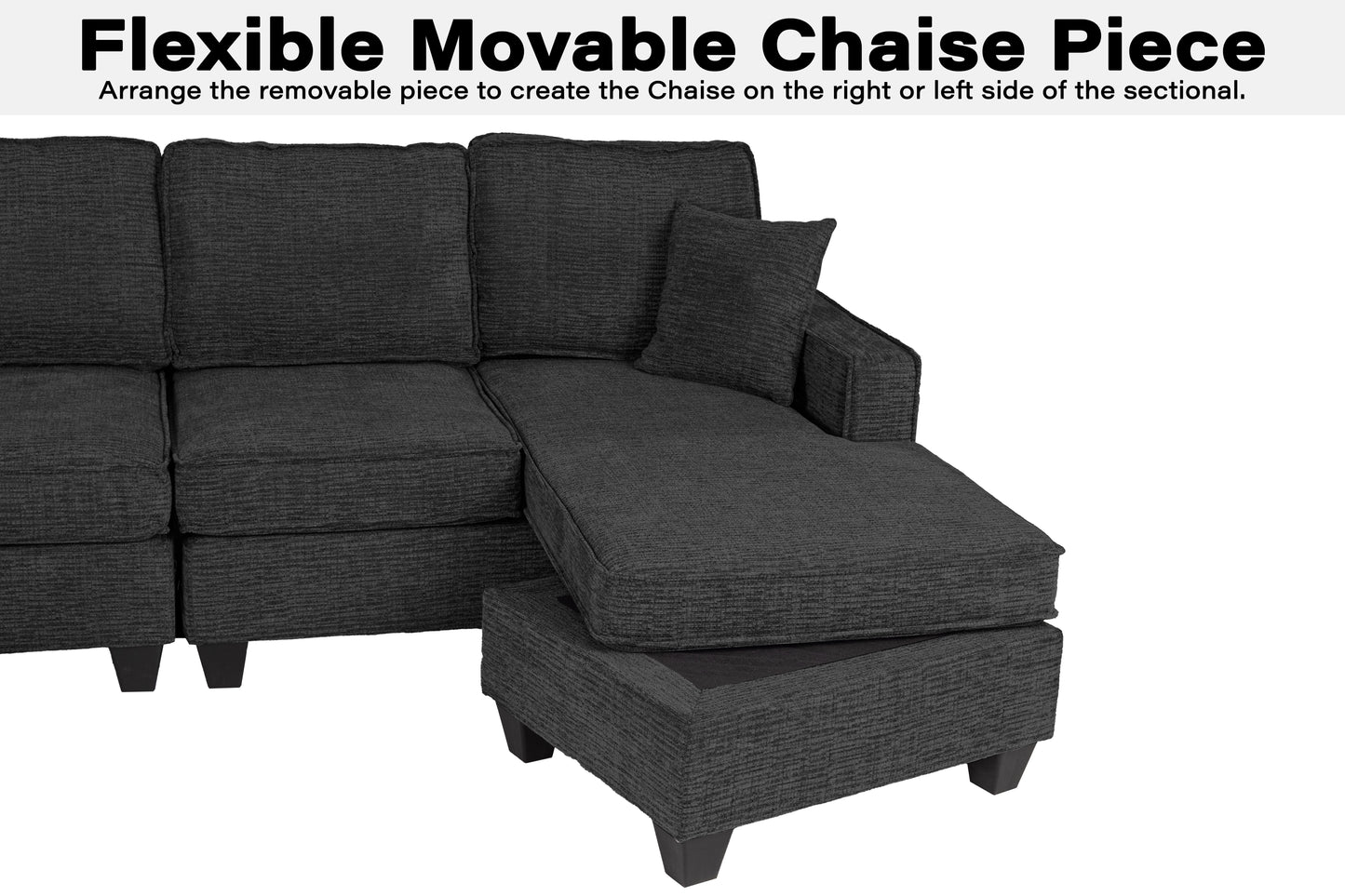 U shape Sectional Black or Gray