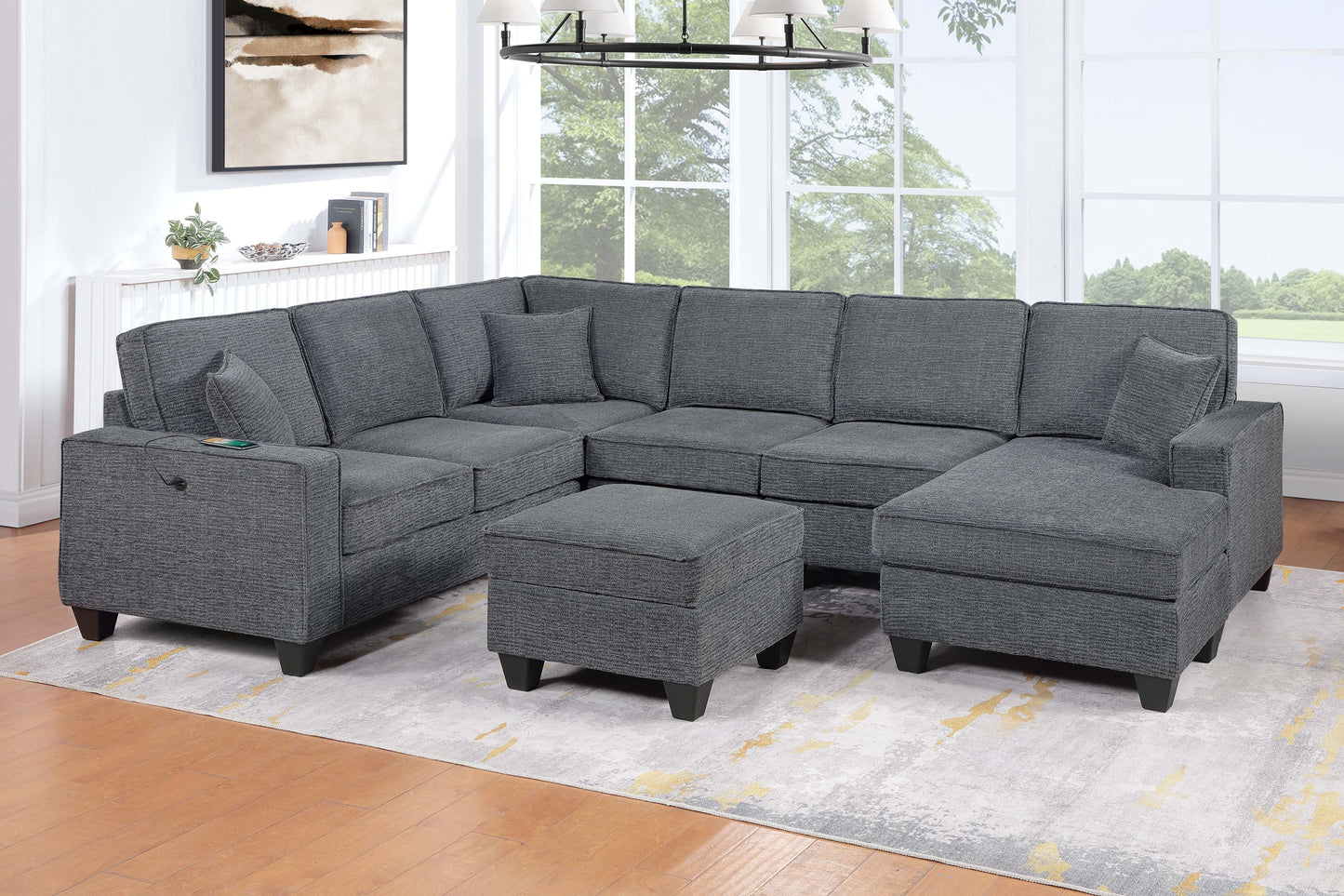 U shape Sectional Black or Gray