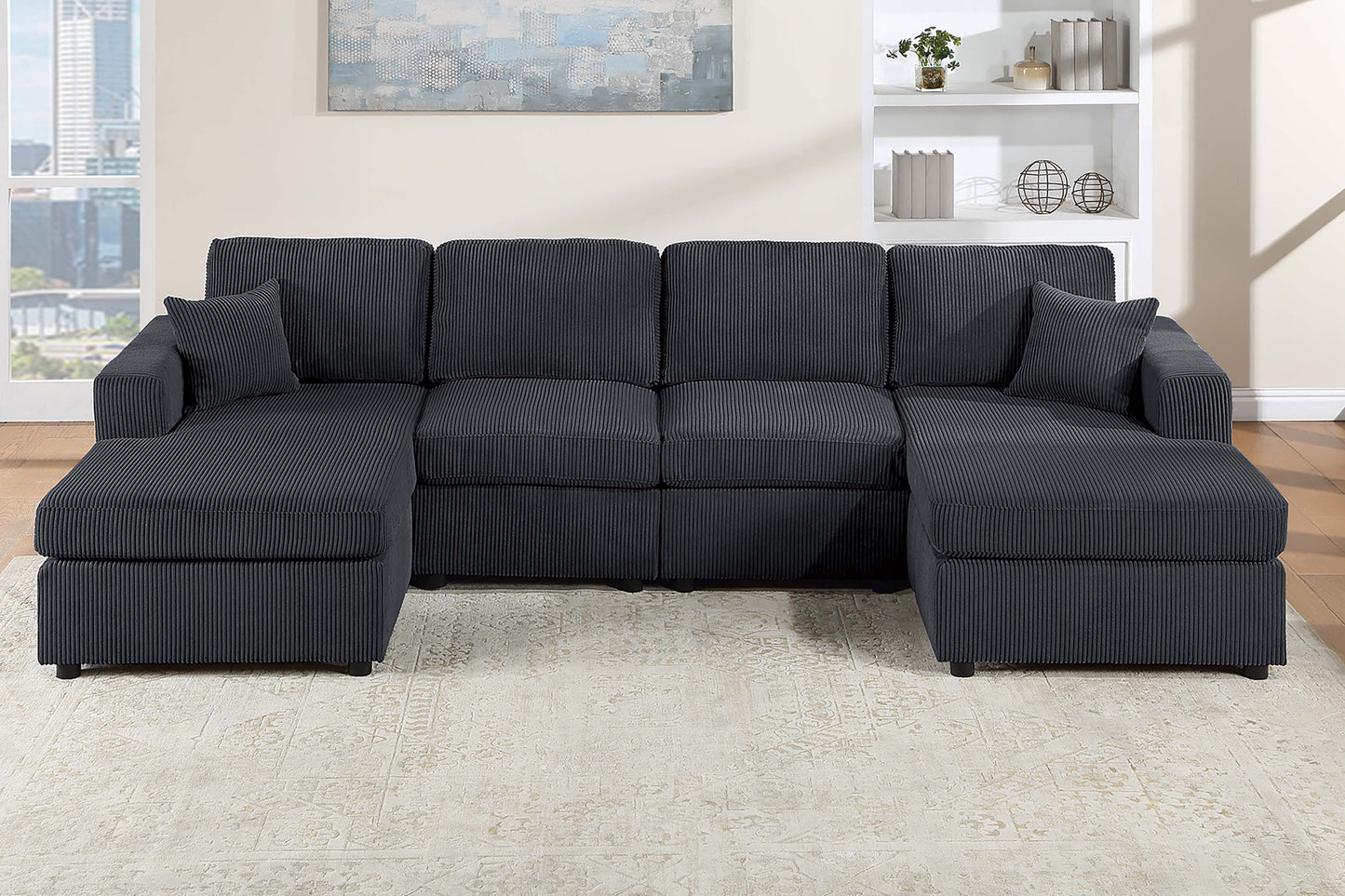 U Shape Corduroy Sectional