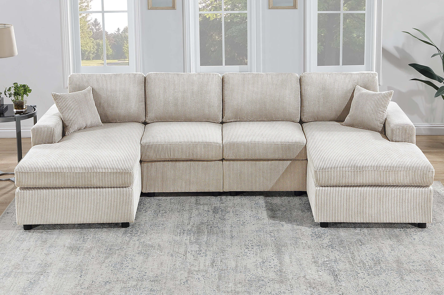 U Shape Corduroy Sectional
