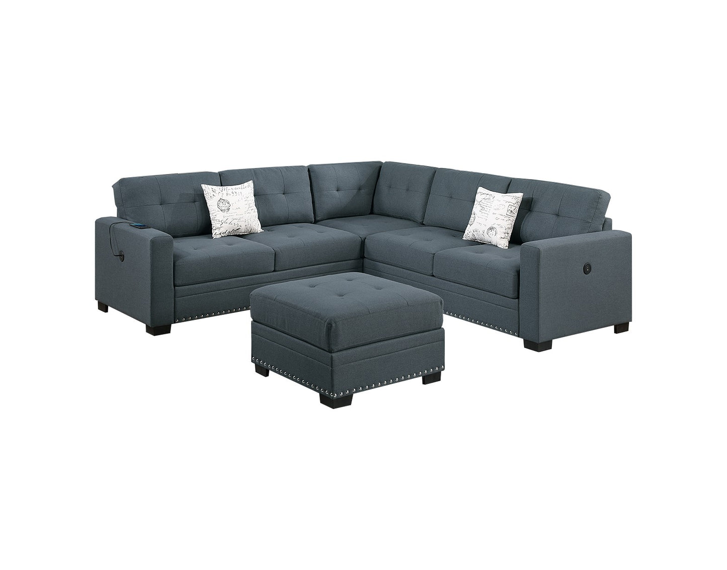 Fabric Sectional with Ottoman
