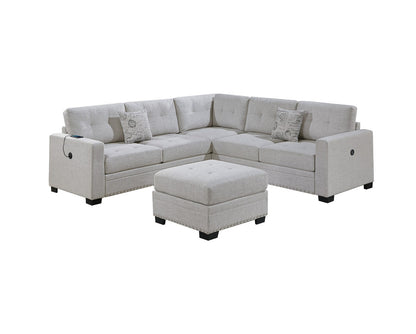 Fabric Sectional with Ottoman