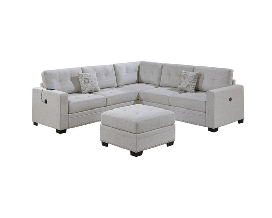 Fabric Sectional with Ottoman
