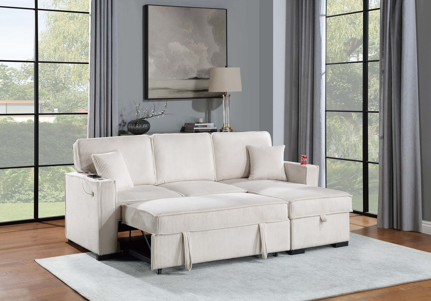 Corduroy Covertible Sectional