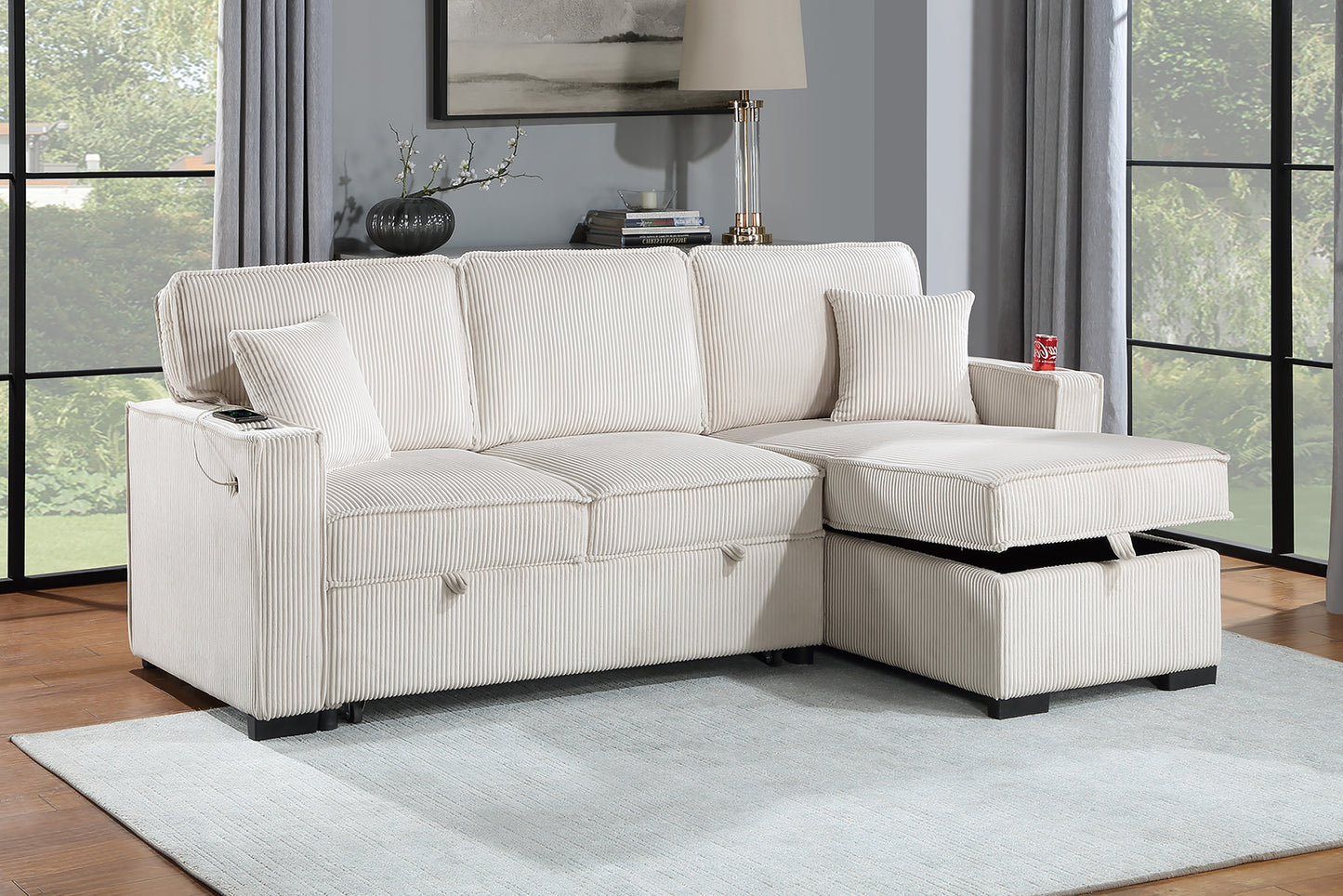 Corduroy Covertible Sectional