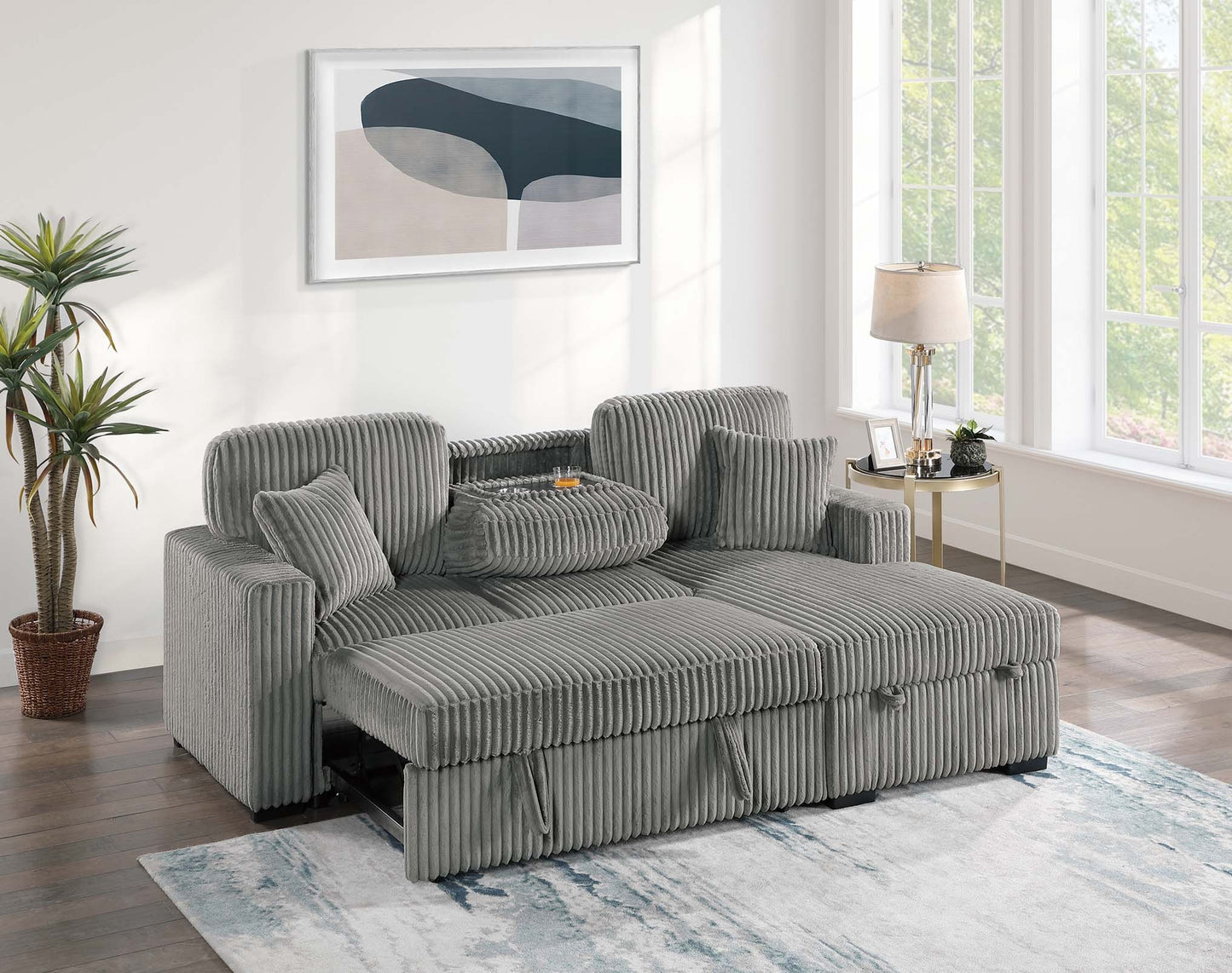 Corduroy Pullout Sectional