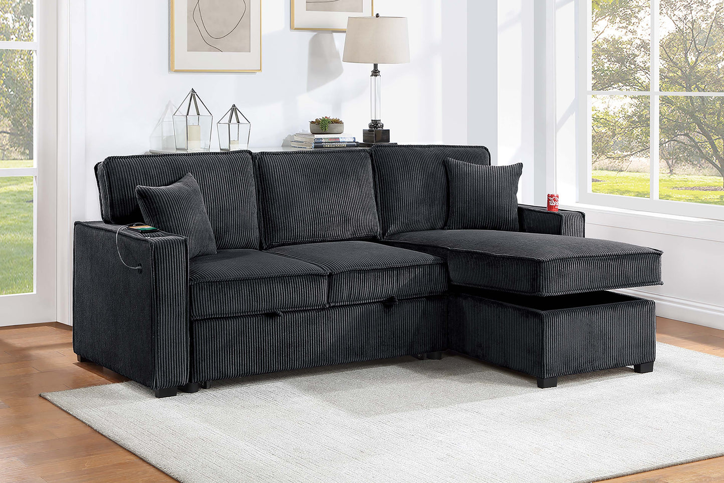 Corduroy Covertible Sectional