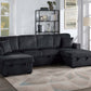 Sectional with Pullout Fur-Like Corduroy
