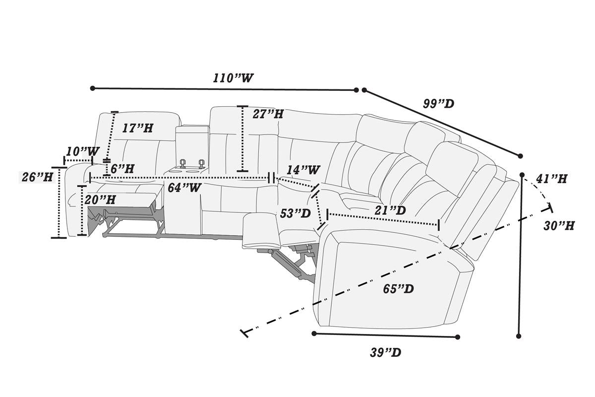 Gel Leatherett Reclining Sectional