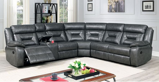 Gray Breathable Leather Sectional