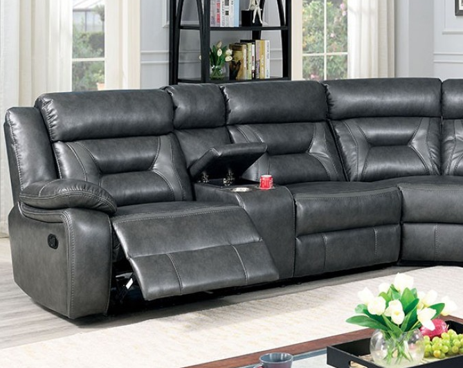 Gray Breathable Leather Sectional