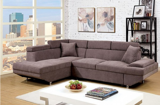 Brown Contemporary Sectional with Pull Out