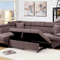 Brown Contemporary Sectional with Pull Out