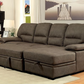 Brown Faux Nubuck Sectional with Pull Out