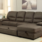 Brown Faux Nubuck Sectional with Pull Out