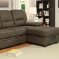 Brown Faux Nubuck Sectional with Pull Out