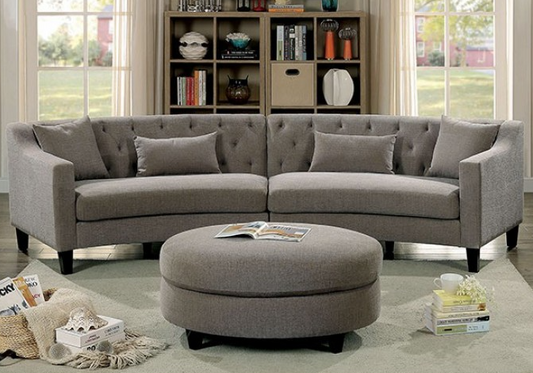 Warm Gray Chenille Rounded Sectional