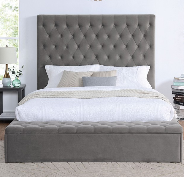 Gray Transitional Platform Bed