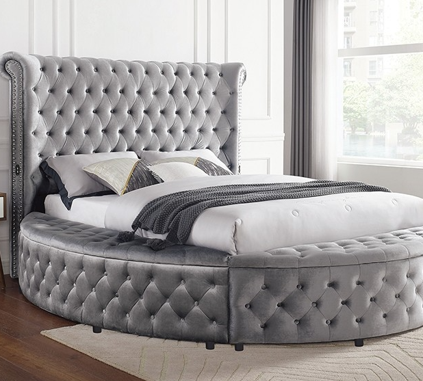 Velvet Gray Glam Bedframe