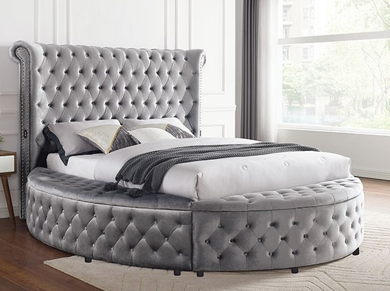 Velvet Gray Glam Bedframe