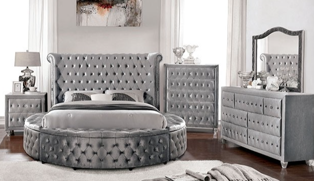 Velvet Gray Glam Bedframe