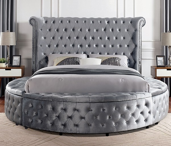 Velvet Gray Glam Bedframe